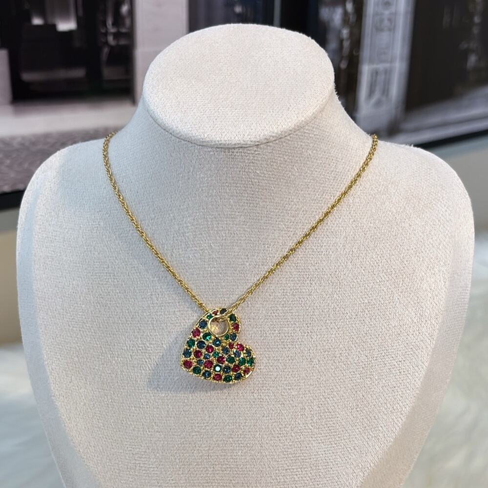 D'Orlan Gold Plated Pendant with Swarovski Crystals 16-18"